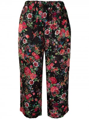 Укороченные брюки с цветочным принтом Comme Des Garçons. Цвет: черный