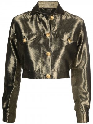 Укороченная куртка 1990-х годов с эффектом металлик Versace Pre-Owned. Цвет: золотистый