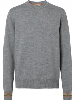 Пуловер с отделкой Icon Stripe Burberry. Цвет: mid серый melange