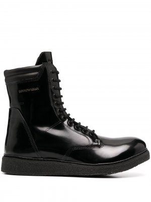 Ботинки в стиле милитари Emporio Armani. Цвет: черный