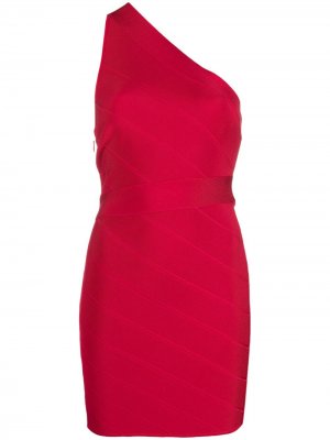 Платье мини Icon на одно плечо Hervé Léger. Цвет: красный