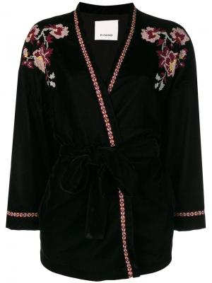 Пиджак-кимоно с вышивкой Pinko. Цвет: черный