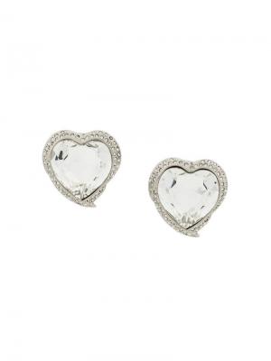 Серьги в форме сердца украшенные камнями Yves Saint Laurent Pre-Owned. Цвет: золотистый