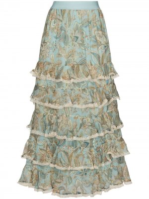 Ярусная юбка Ladybeetle с принтом пейсли Zimmermann. Цвет: разноцветный