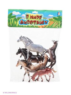 Набор игрушечных лошадей В мире животных 1Toy. Цвет: коричневый, серый, темно-коричневый