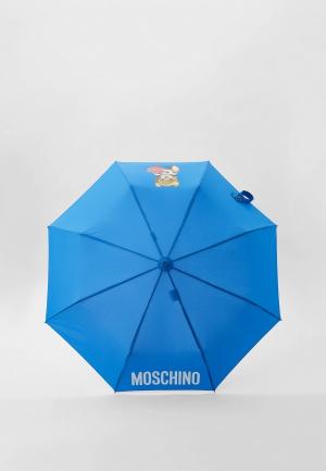 Зонт складной Moschino. Цвет: голубой
