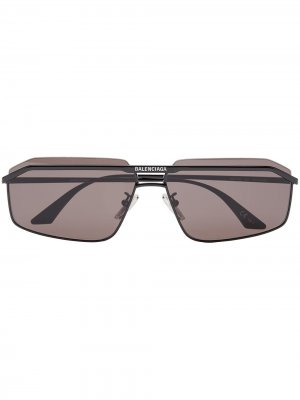 Солнцезащитные очки в прямоугольной оправе с двойным мостом Balenciaga Eyewear. Цвет: черный
