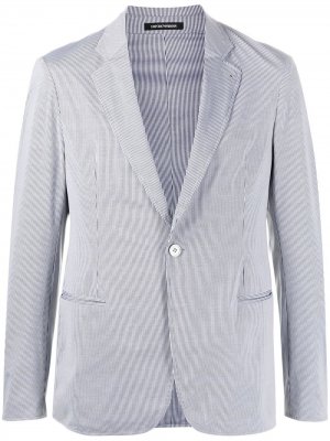 Однобортный пиджак в тонкую полоску Emporio Armani. Цвет: серый
