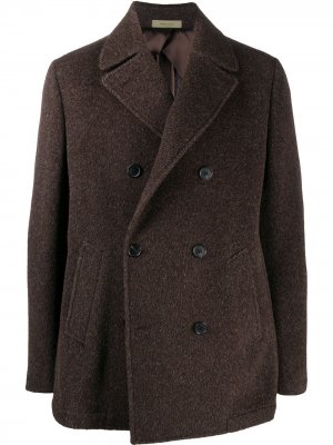 Двубортное пальто Corneliani. Цвет: коричневый