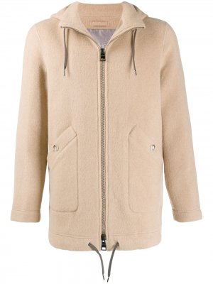 Пальто на молнии с капюшоном Herno. Цвет: коричневый