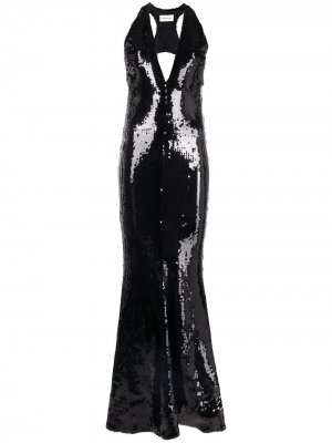 Платье с пайетками и V-образным вырезом Alexandre Vauthier. Цвет: черный