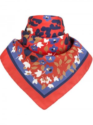 Шейный платок с цветочным узором Fendi. Цвет: красный