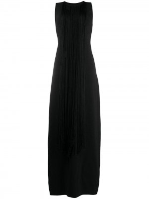 Длинное платье с бахромой Jil Sander. Цвет: черный