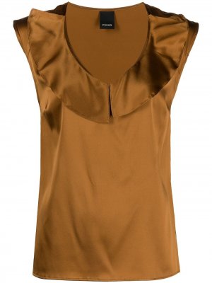Блузка с оборками Pinko. Цвет: коричневый