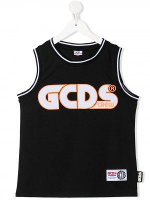 Топ с вышитым логотипом Gcds Kids. Цвет: черный
